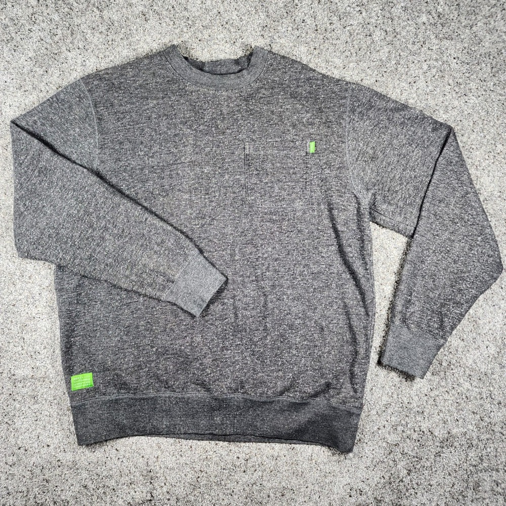 HUF Sweatshirt Mens Medium Gray Streetwear Pocket Crewneck Excellent